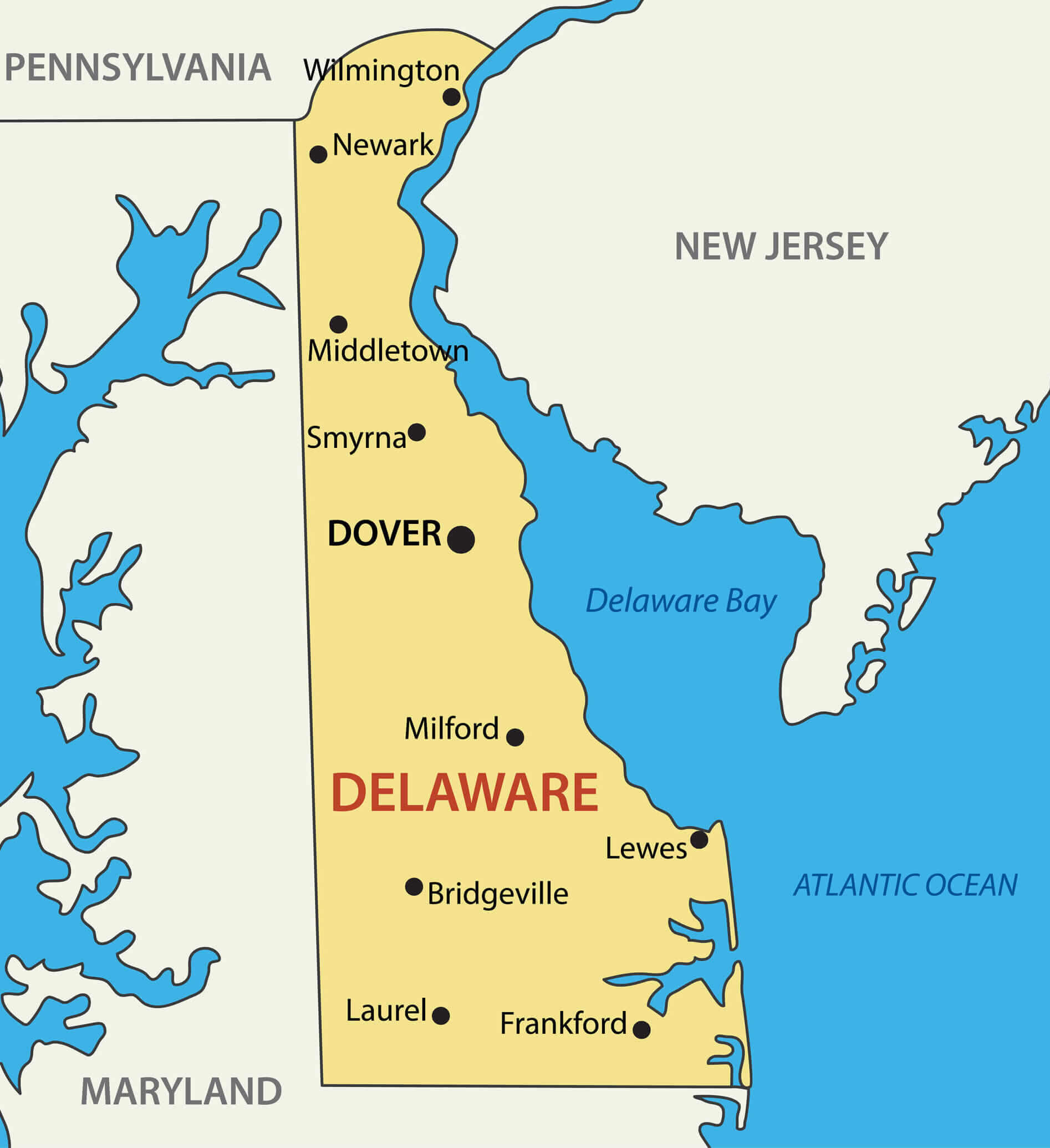 Delaware State Map US